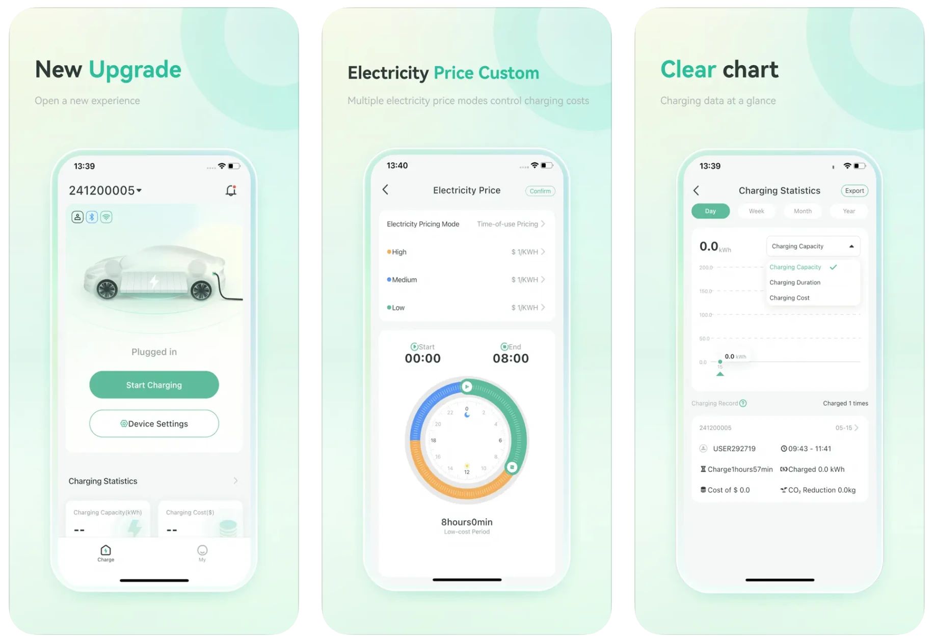 EasyCharging app screens